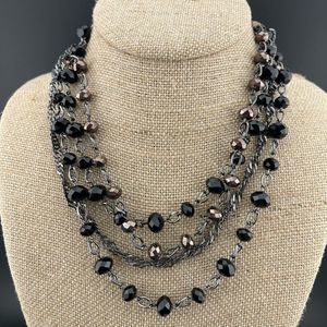 Premier Designs Multi Strand Black Beaded Necklace